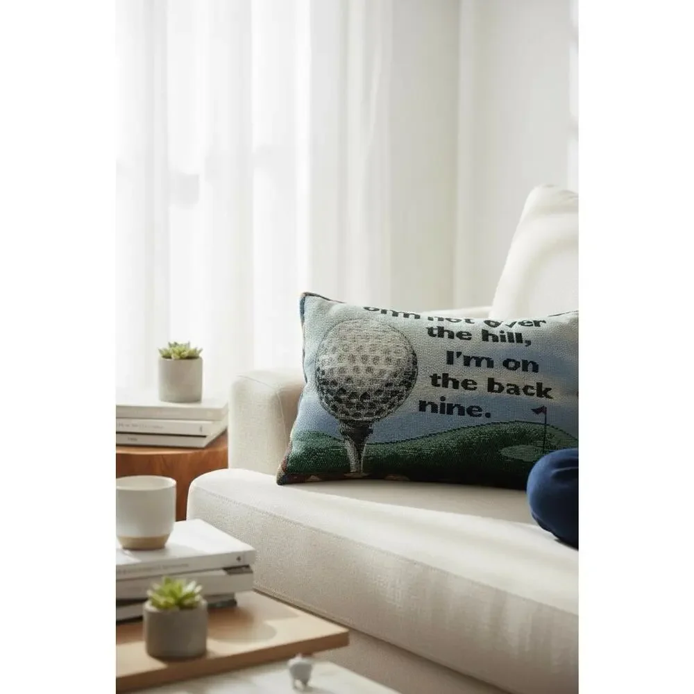Golf Tapestry Throw Pillow I’m not over the Hill I’m on the back nine Green Blue